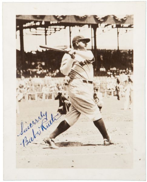 BABE RUTH SIGNED 8" BY 10" PHOTOGRAPH