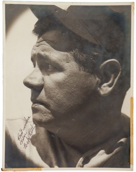 BABE RUTH SIGNED 11" BY 14" PHOTOGRAPH