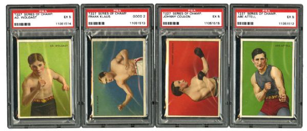 1912 T227 SERIES OF CHAMPIONS PSA GRADED LOT OF 4 BOXERS