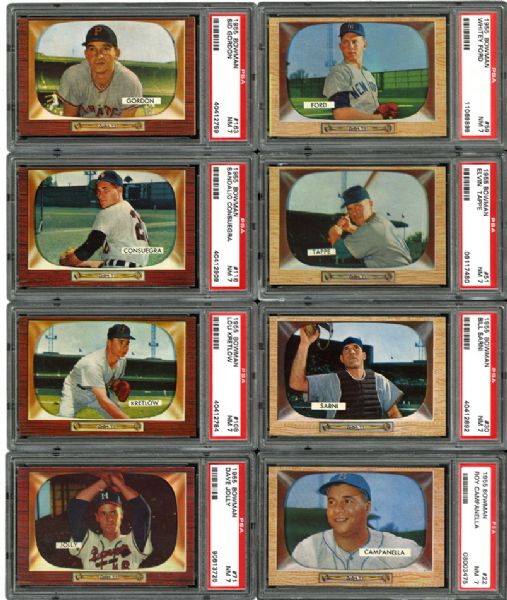 1955 BOWMAN BASEBALL NM PSA 7 LOT OF 14 INCLUDING CAMPANELLA AND FORD