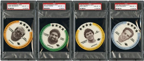 1976 BUCKMANS DISCS FOOTBALL PSA GRADED  COMPLETE  SET OF 20 (TIED FOR #1 ON PSA SET REGISTRY - 10.000 GPA)