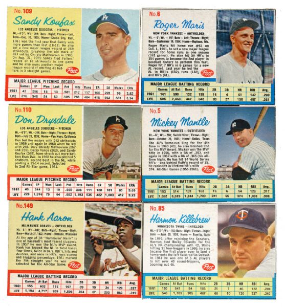 1962 POST CEREAL BASEBALL COMPLETE SET OF 200