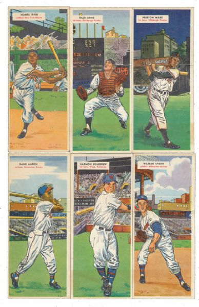 1955 TOPPS DOUBLEHEADERS BASEBALL PARTIAL SET (38/66) WITH AARON, KILLEBREW, AND SPAHN