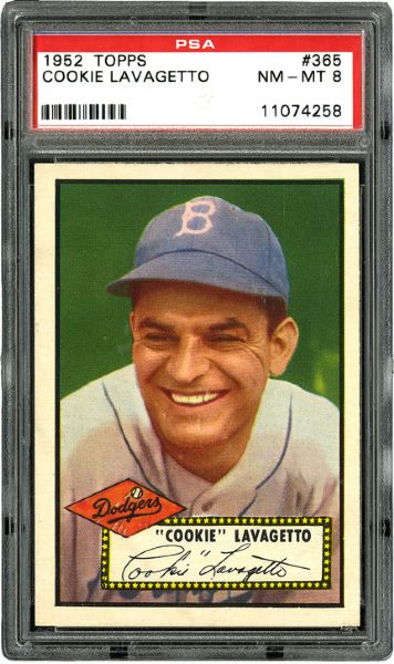 1952 TOPPS #365 COOKIE LAVAGETTO NM-MT PSA 8