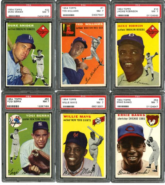 1954 TOPPS BASEBALL COMPLETE SET OF 250 WITH ALL KEY CARDS PSA GRADED