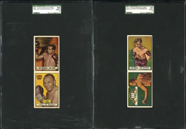 1951 RINGSIDE BOXING SGC GRADED LOT OF FOUR 2 CARD PANELS INCLUDING SCARCE BOB MURPHY CARD