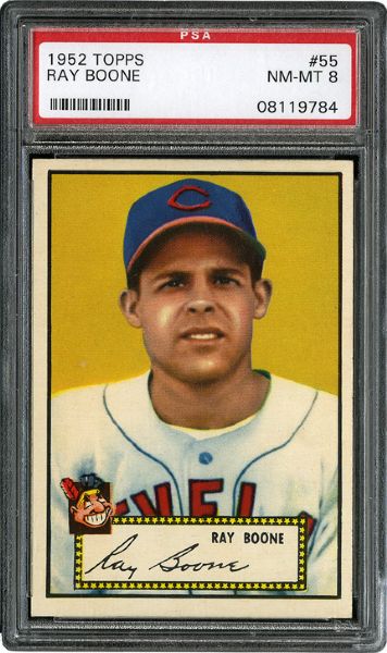 1952 TOPPS #55 RAY BOONE (RED BACK) NM-MT PSA 8