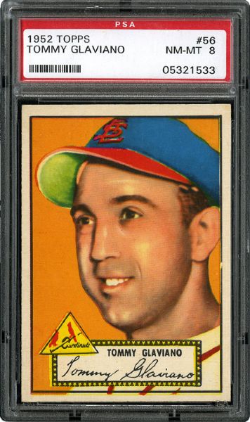 1952 TOPPS #56 TOMMY GLAVIANO (RED BACK) NM-MT PSA 8