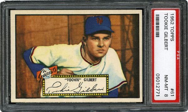1952 TOPPS #61 TOOKIE GILBERT (RED BACK) NM-MT PSA 8