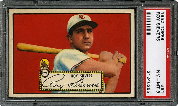 1952 TOPPS #64 ROY SIEVERS (RED BACK) NM-MT PSA 8