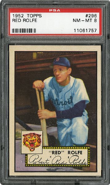 1952 TOPPS #296 RED ROLFE NM-MT PSA 8