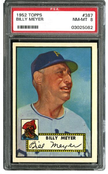 1952 TOPPS #387 BILLY MEYER NM-MT PSA 8