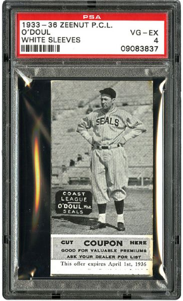 1935 ZEENUT PACIFIC COAST LEAGUE LEFTY ODOUL (WHITE SLEEVES) WITH COUPON (1/1)