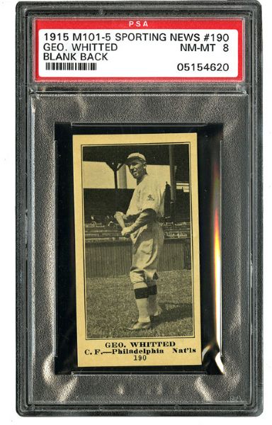 1915 M101-5 SPORTING NEWS (BLANK BACK) #190 GEORGE WHITTED NM-MT PSA 8 (1/1)