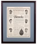 1914 "TUXEDO TOBACCO" ADVERTISING POSTER FEATURING IMAGES OF MATHEWSON, LAJOIE, TINKER AND MCGRAW