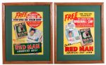 RALPH KINER AND ENOS SLAUGHTER RED MAN TOBACCO BASEBALL CARD AD POSTERS (2)