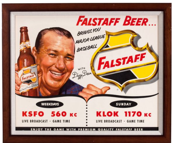 1950S DIZZY DEAN "FALSTAFF BEER" ADVERTISING SIGN