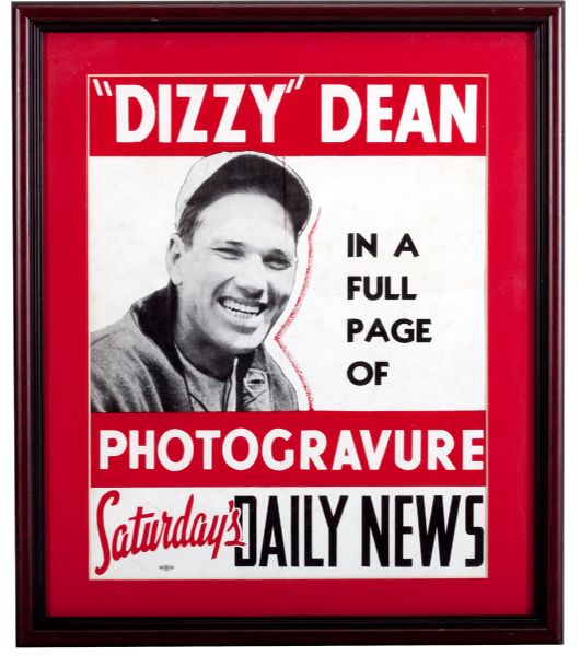1930S DIZZY DEAN ADVERTISING POSTER FOR "SATURDAYS DAILY NEWS"