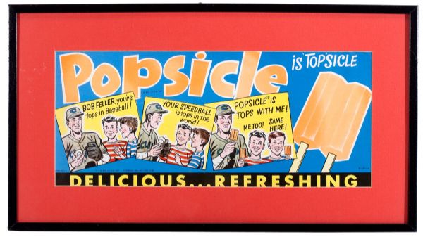 1940S POPSICLE ADVERTISING SIGN FEATURING BOB FELLER