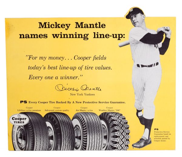 1961 MICKEY MANTLE ADVERTISING DISPLAY FOR COOPER TIRES