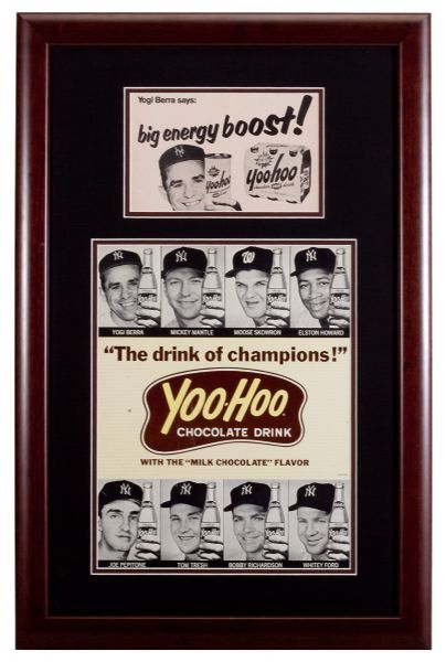 NEW YORK YANKEES YOO-HOO ADVERTISING DISPLAY W/ ADDITIONAL YOGI BERRA AD C.1962