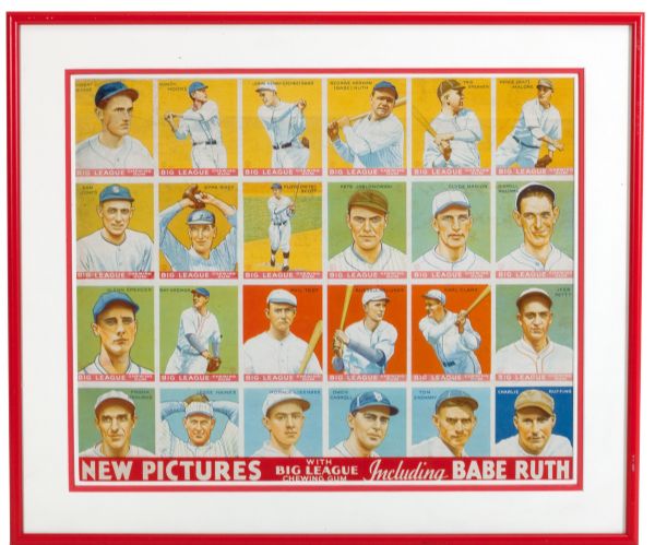 1933 GOUDEY WINDOW ADVERTISING SIGN WITH BABE RUTH