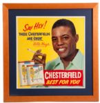RARE 1950S WILLIE MAYS CHESTERFIELD CIGARETTES ADVERTISING SIGN