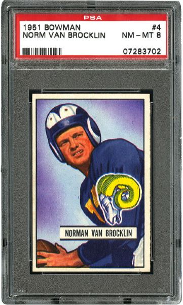 1951 BOWMAN FOOTBALL #4 NORM VAN BROCKLIN ROOKIE NM-MT PSA 8
