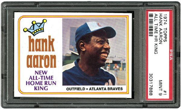 1974 TOPPS #1 HANK AARON NEW ALL-TIME HOME RUN KING MINT PSA 9