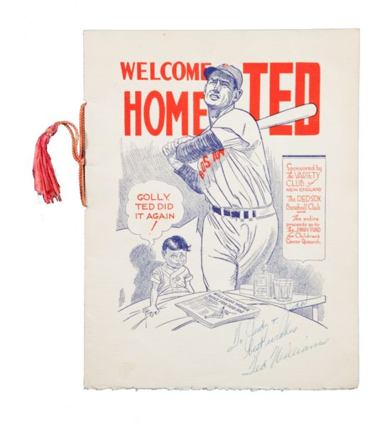 1953 "WELCOME HOME TED" AUTOGRAPHED DINNER PROGRAM