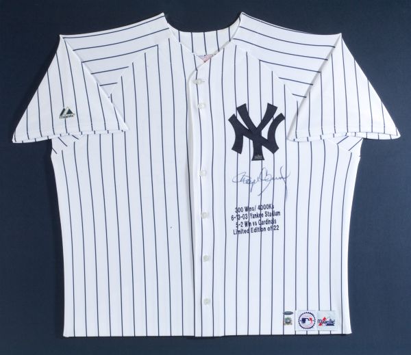 ROGER CLEMENS INSCRIBED GAME-USED BASEBALL FROM 300TH WIN AND 4000TH STRIKEOUT GAME (6/13/03) AND COMMEMORATIVE SIGNED JERSEY