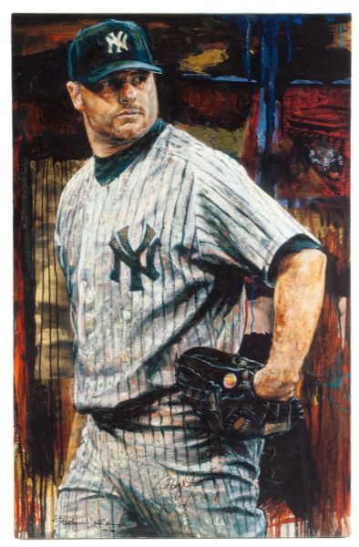 ROGER CLEMENS AUTOGRAPHED GICLEE ON CANVAS BY STEPHEN HOLLAND (42/99)