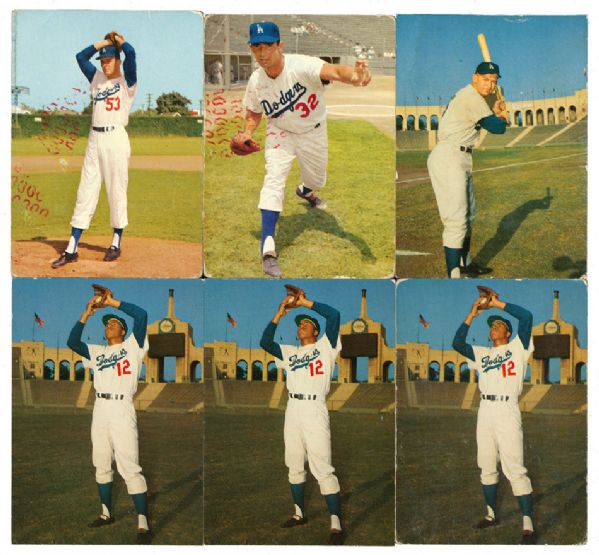 1961 MORRELL MEATS LOT OF 6 INCLUDING KOUFAX AND DRYSDALE 