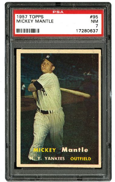 1957 TOPPS #95 MICKEY MANTLE PSA NM 7