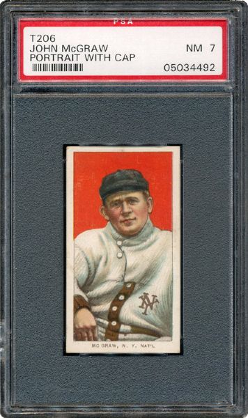 1909-11 T206 JOHN MCGRAW (PORTRAIT WITH CAP) NM PSA 7