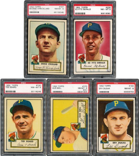 1952 TOPPS NM-MT PSA 8 LOT OF (5) PITTSBURGH PIRATES