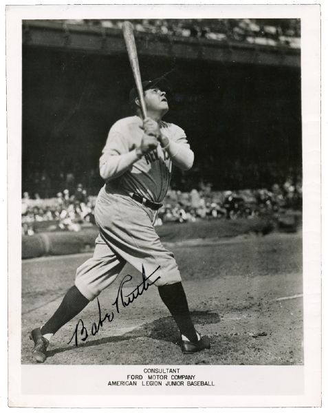 1947 BABE RUTH AUTOGRAPHED FORD MOTOR CO. AMERICAN LEGION PHOTO (PSA/DNA MINT 9)