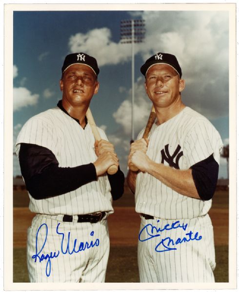 MICKEY MANTLE/ROGER MARIS DUAL SIGNED 8X10 COLOR PHOTO