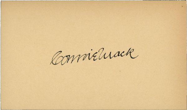 CONNIE MACK SIGNED GOVERNMENT POSTCARD AND WILLIAM HARRIDGE TYPED SIGNED LETTER