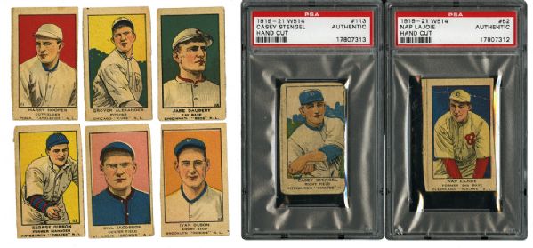 1919-21 W514 LOT OF 14 INCLUDING ALEXANDER, LAJOIE, AND STENGEL