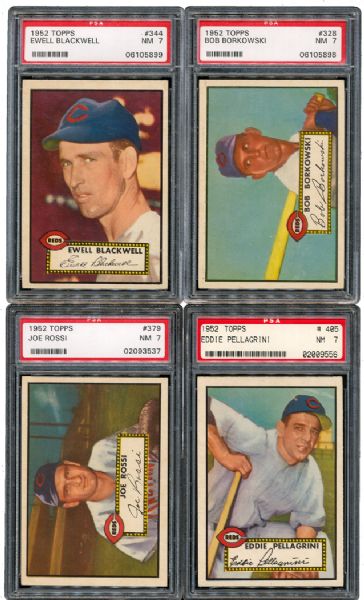 1952 TOPPS CINCINNATI REDS NM PSA 7 GRADED LOT OF (4) HIGH NUMBERS INCLUDING BLACKWELL
