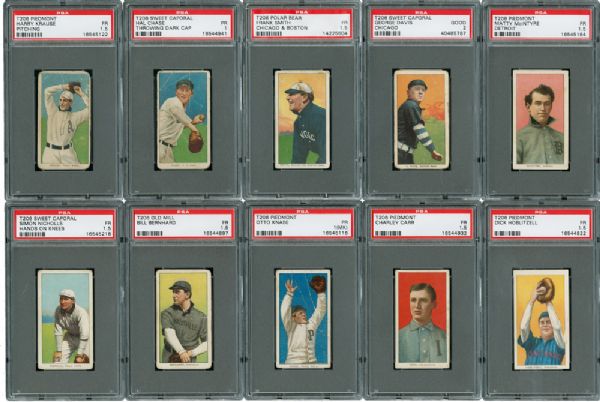 1909-11 T206 PSA GRADED LOT OF 10 DIFFERENT