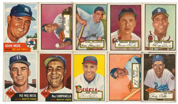 1952 TOPPS LOT OF 97 WITH 9 HIGH NUMBERS AND 1953 TOPPS BASEBALL LOT OF 49