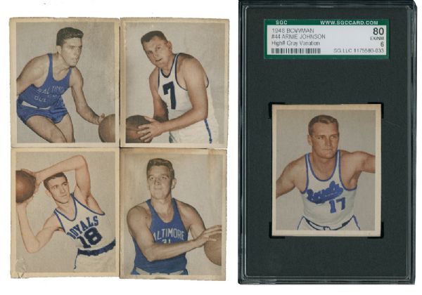 1948 BOWMAN BASKETBALL HIGH NUMBER GRAY BACKGROUND VARIATION LOT OF 5 INCLUDING JEANETTE AND RISEN