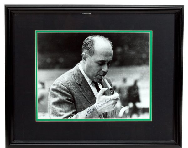 BILL RUSSELL, BOB COUSY, AND RED AUERBACH TRIO OF FRAMED SIGNED PHOTOS