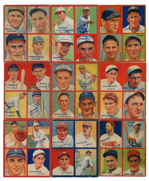 1935 GOUDEY BASEBALL NEAR SET (30/36) PLUS 11 DIFFERENT PUZZLE BACK COMBINATIONS