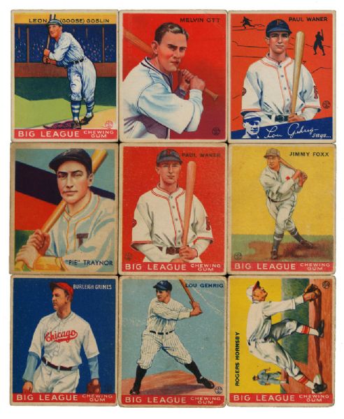 1930S MOSTLY GOUDEY CHILDHOOD BASEBALL CARD COLLECTION OF 186 WITH MANY HALL OF FAMERS