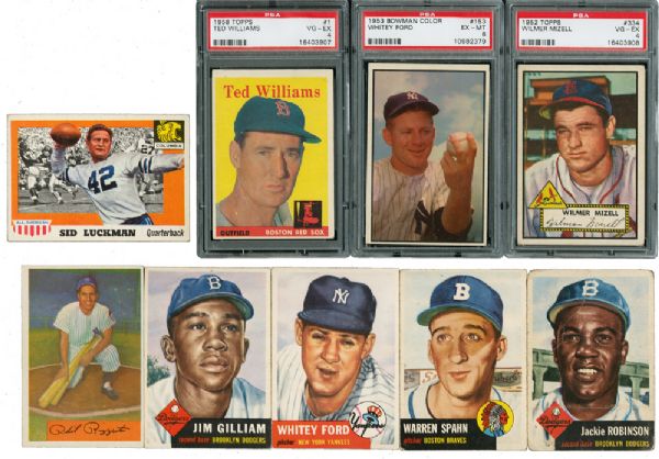 EARLY 1950S MAINLY BASEBALL CHILDHOOD COLLECTION OF OVER 475 TOPPS AND BOWMAN