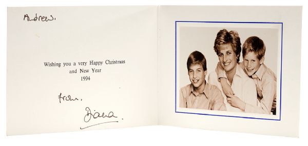 PRINCESS DIANA SIGNED 1994 LARGE FORMAT CHRISTMAS CARD