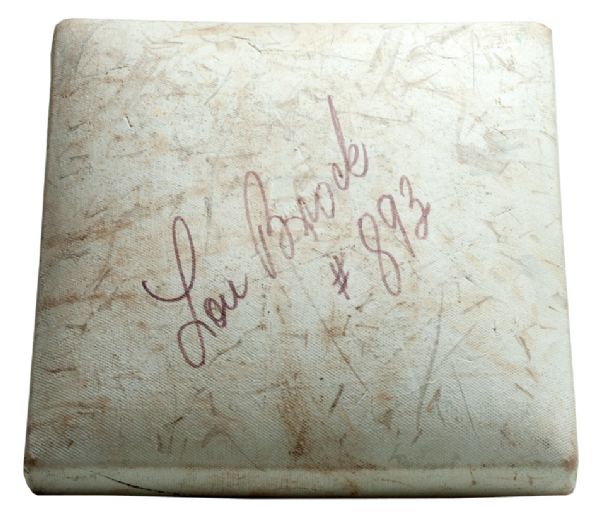 LOU BROCKS SIGNED BASE THAT HE STOLE ON AUGUST 29, 1977 TO BREAK TY COBBS MAJOR LEAGUE RECORD - INCLUDING SIGNED PHOTO OF BROCK HOLDING THE HISTORIC BASE!